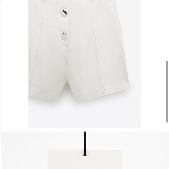 Zara high waisted cream shorts with pockets and gold buttons NEW - Picture 10 of 10
